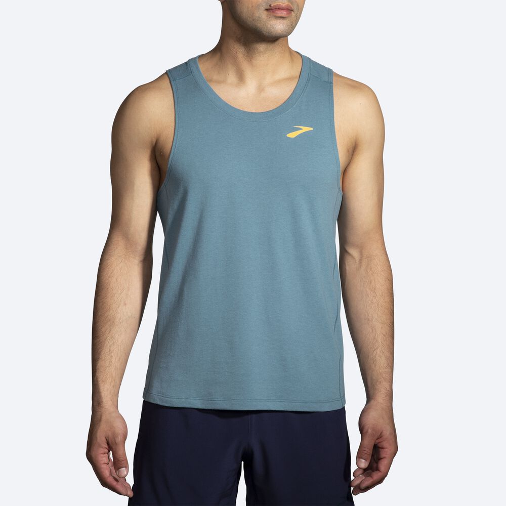 Brooks Distance Tank 2.0 αμανικα μπλουζακια ανδρικα μπλε | GR842760