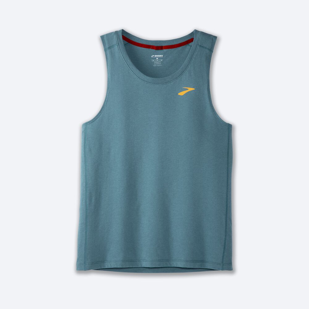 Brooks Distance Tank 2.0 αμανικα μπλουζακια ανδρικα μπλε | GR842760