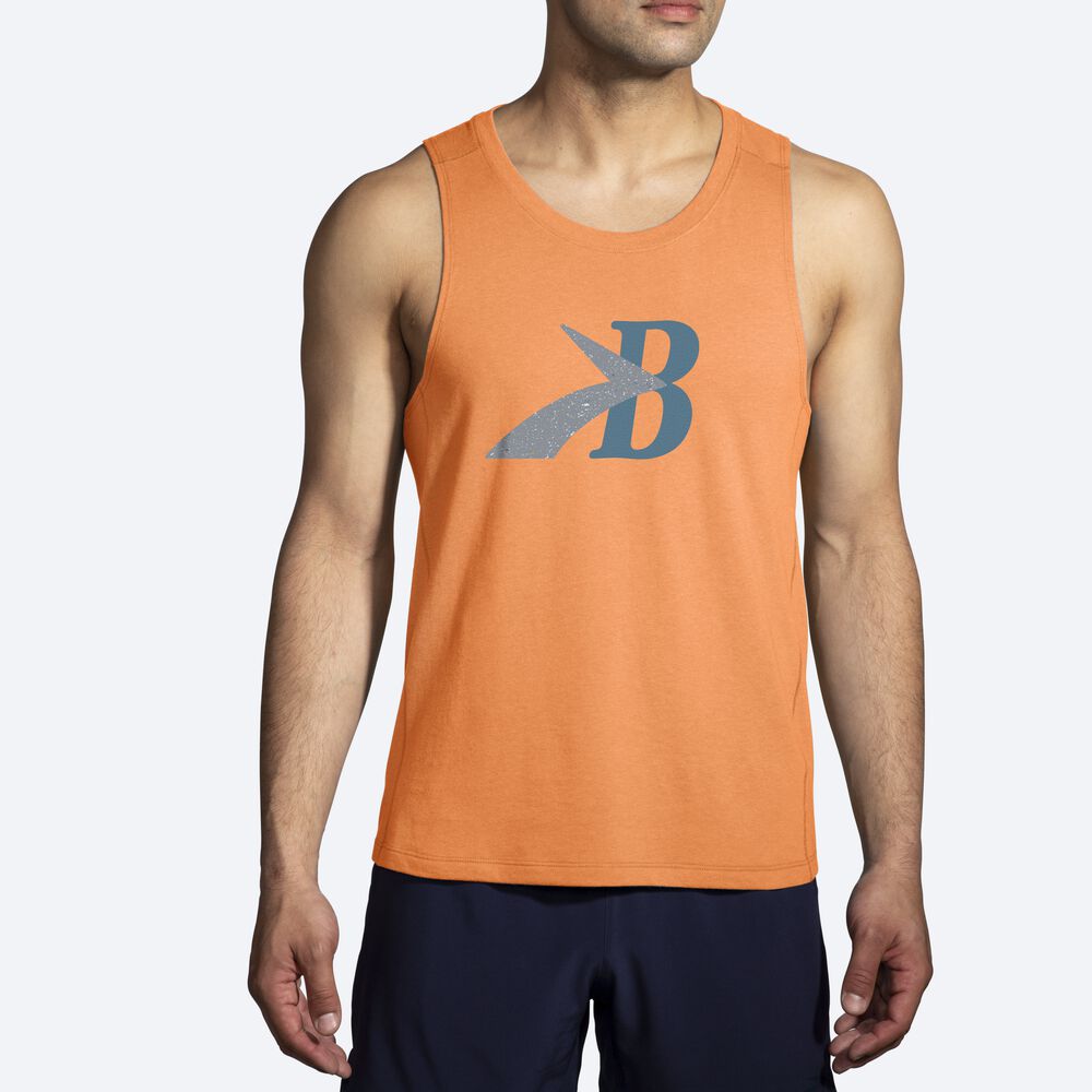 Brooks Distance Tank 2.0 αμανικα μπλουζακια ανδρικα πορτοκαλι | GR954782