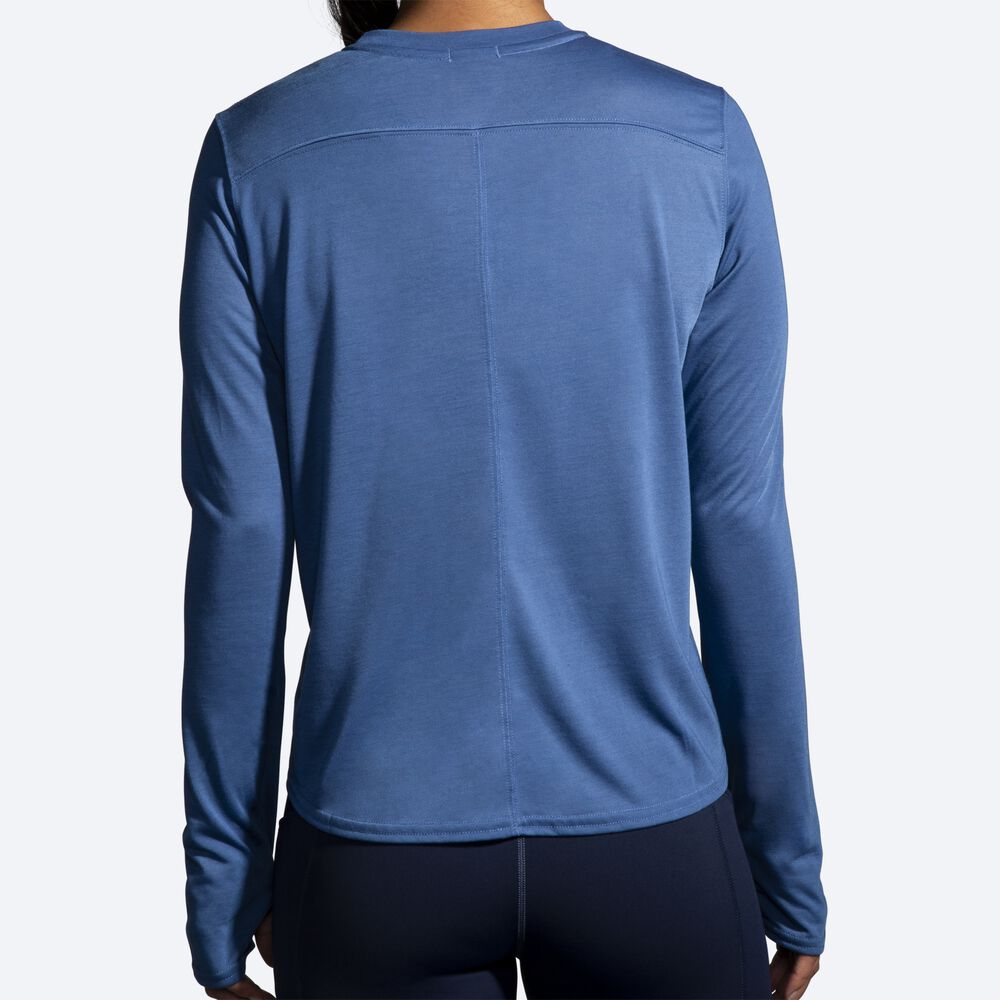 Brooks Distance σταμπεσ Long Sleeve μπλουζακια γυναικεια μπλε γκρι | GR310962