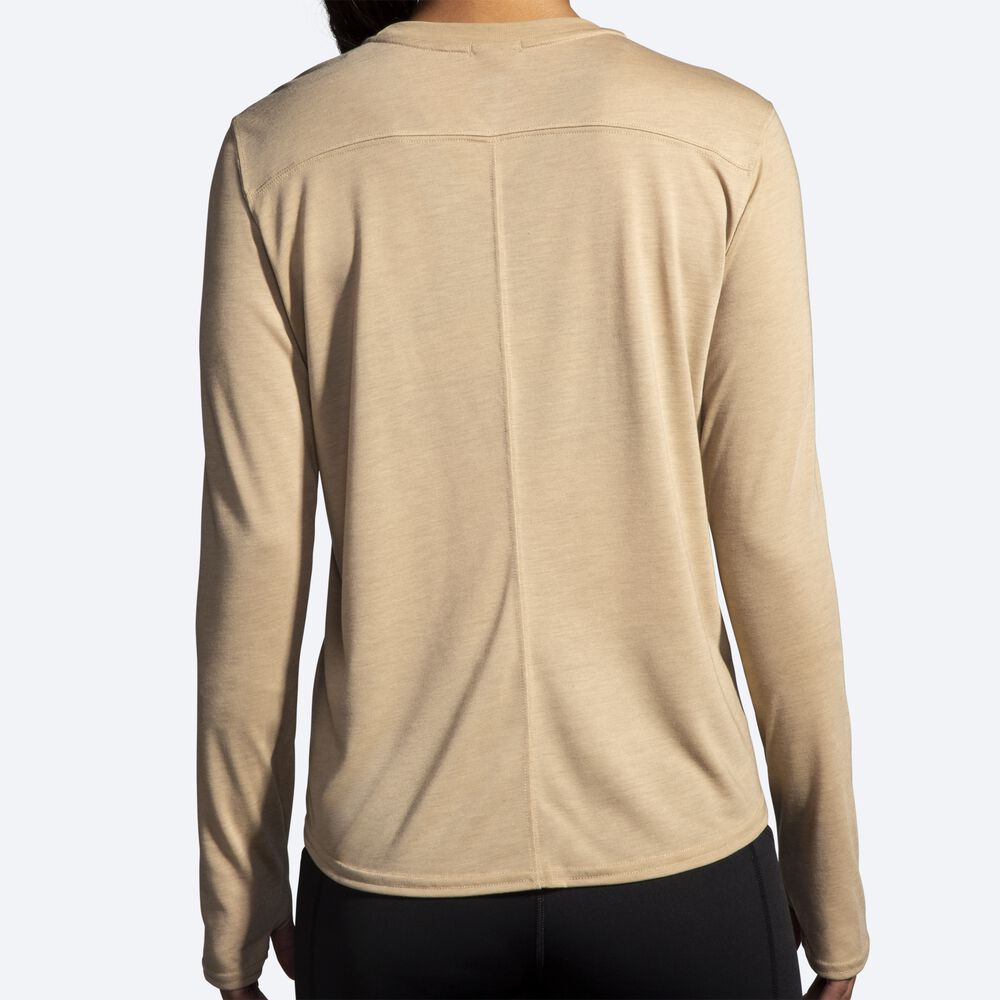 Brooks Distance σταμπεσ Long Sleeve μπλουζακια γυναικεια Μπεζ | GR576102