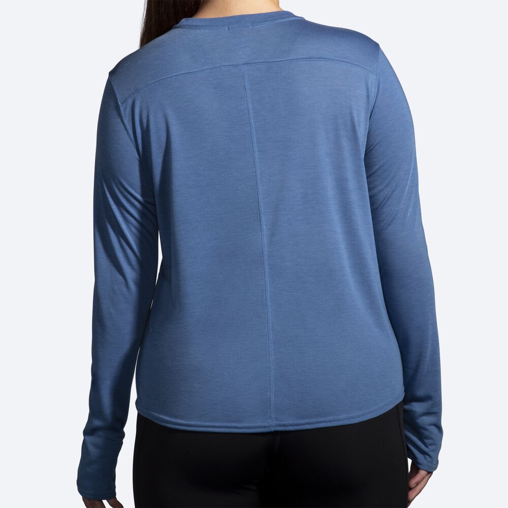 Brooks Distance σταμπεσ Long Sleeve μπλουζακια γυναικεια μπλε γκρι | GR731894