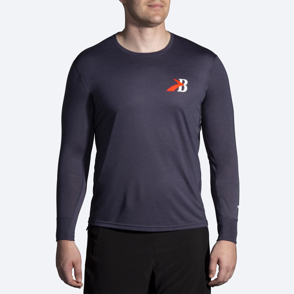 Brooks Distance σταμπεσ Long Sleeve μπλουζακια ανδρικα σκουρο μπλε | GR843021