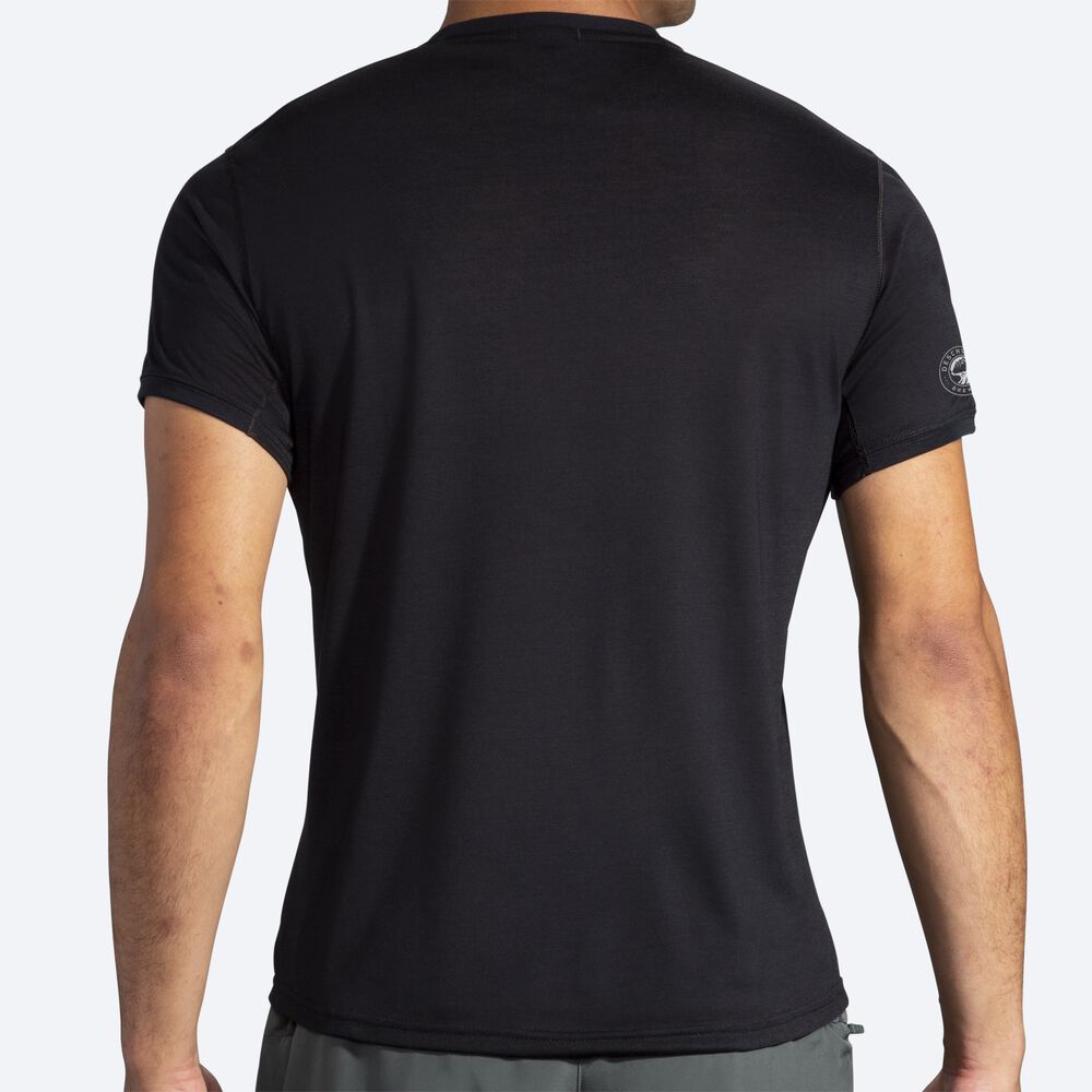 Brooks Distance σταμπεσ Short Sleeve μπλουζακια ανδρικα μαυρα | GR086971