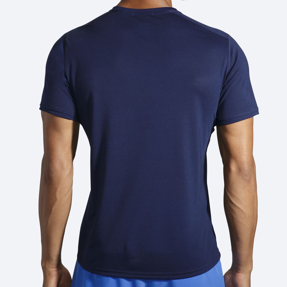 Brooks Distance σταμπεσ Short Sleeve μπλουζακια ανδρικα σκουρο μπλε/μπλε | GR214365