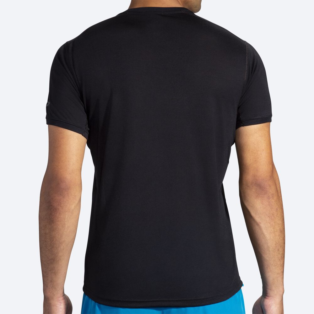 Brooks Distance σταμπεσ Short Sleeve μπλουζακια ανδρικα μαυρα/μπλε | GR320861