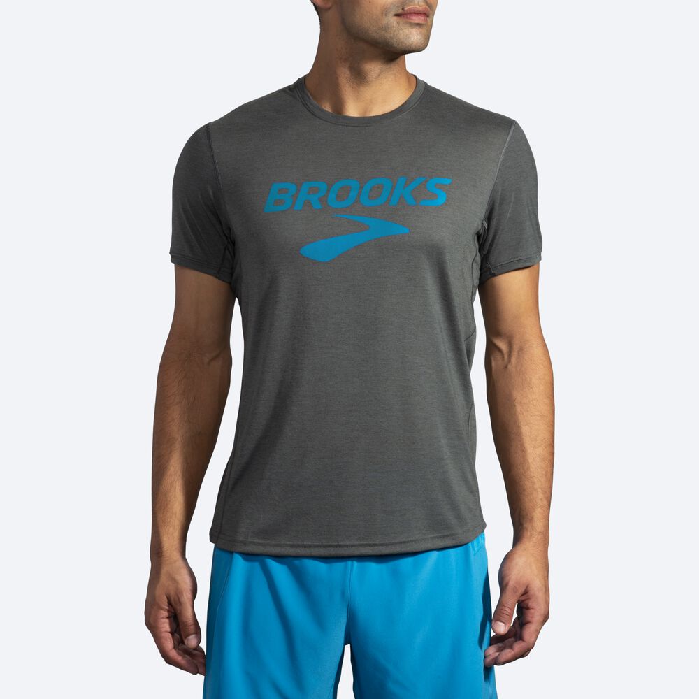 Brooks Distance σταμπεσ Short Sleeve μπλουζακια ανδρικα σκούρο | GR379608