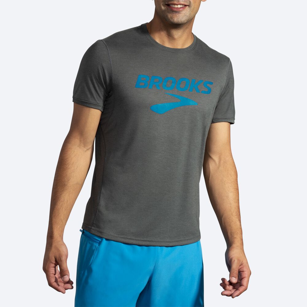 Brooks Distance σταμπεσ Short Sleeve μπλουζακια ανδρικα σκούρο | GR379608