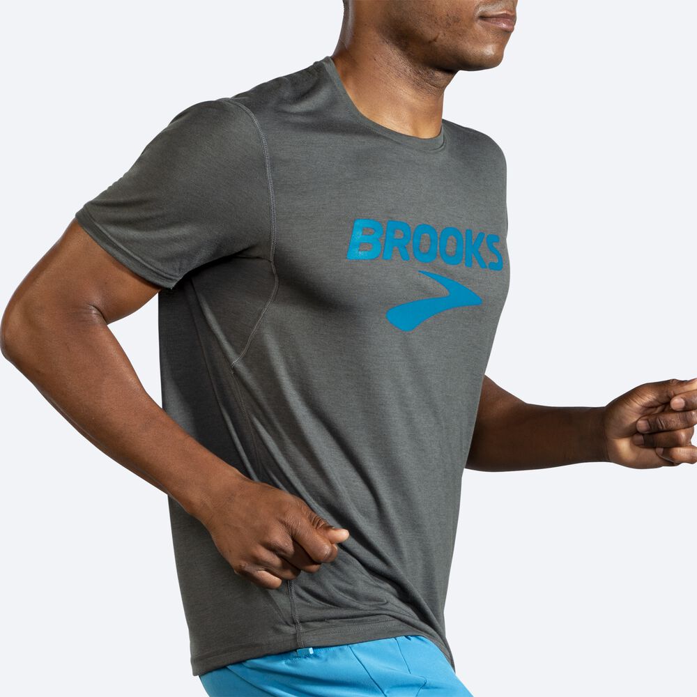 Brooks Distance σταμπεσ Short Sleeve μπλουζακια ανδρικα σκούρο | GR379608