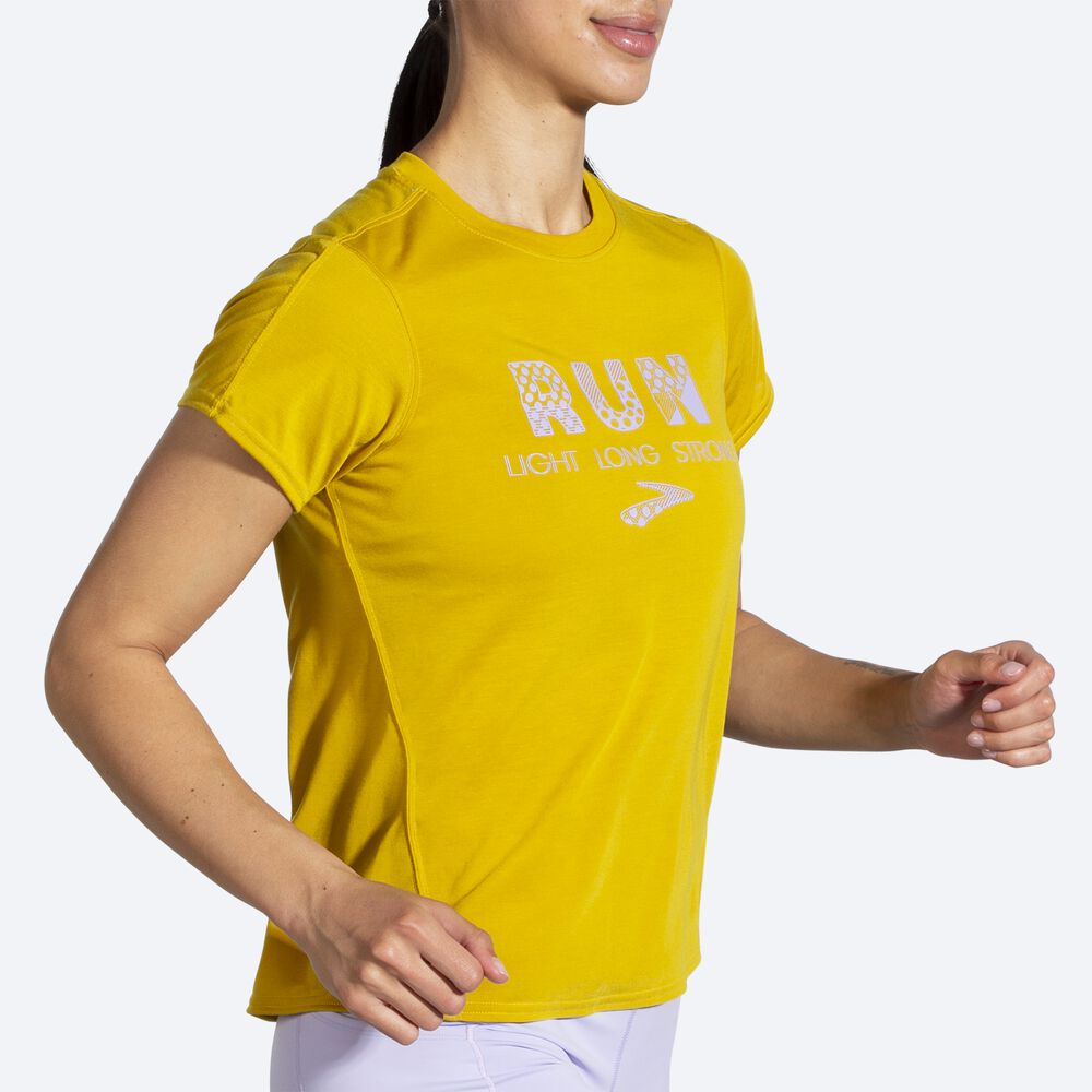 Brooks Distance σταμπεσ Short Sleeve μπλουζακια γυναικεια χρυσο χρωμα | GR463217