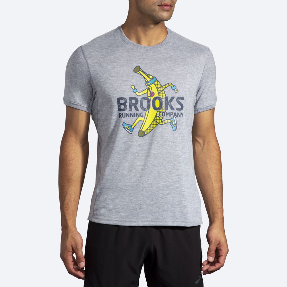 Brooks Distance σταμπεσ Short Sleeve μπλουζακια ανδρικα γκρι | GR503829