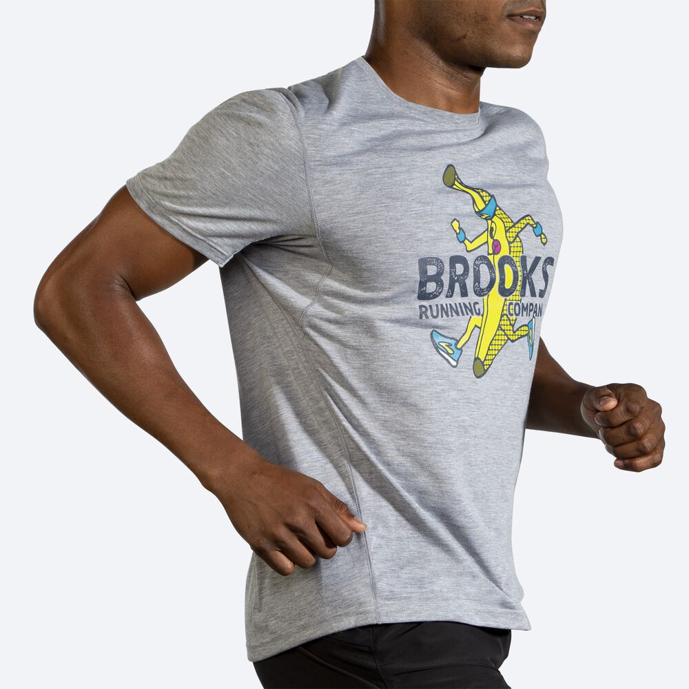 Brooks Distance σταμπεσ Short Sleeve μπλουζακια ανδρικα γκρι | GR503829