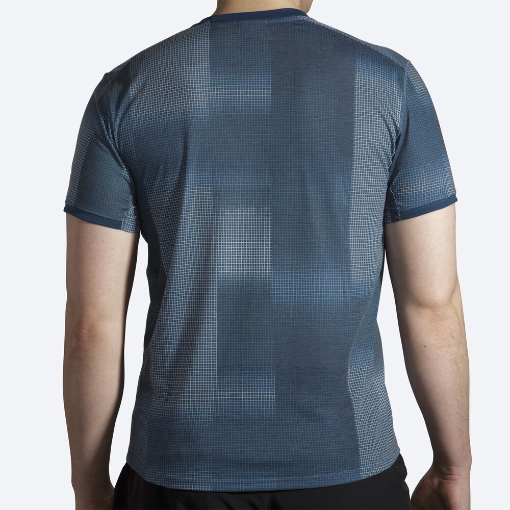 Brooks Distance σταμπεσ Short Sleeve μπλουζακια ανδρικα μπλε σκουρο | GR637140