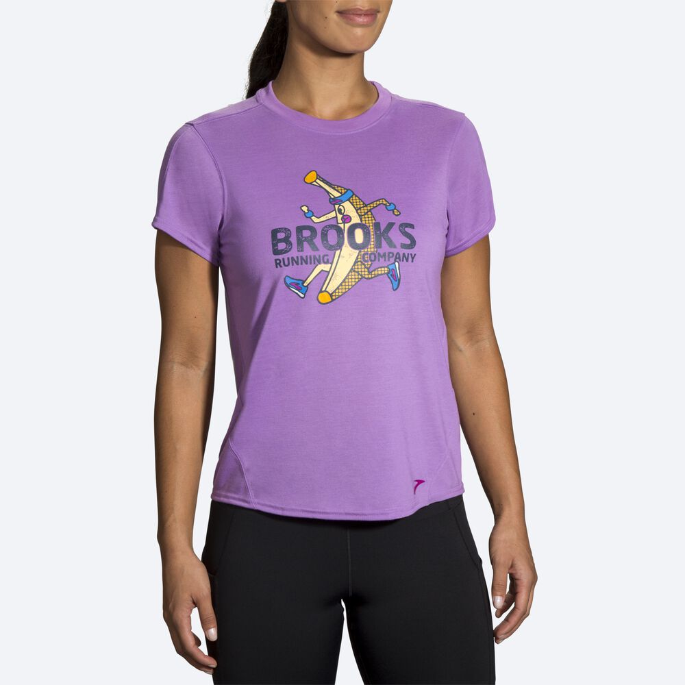 Brooks Distance σταμπεσ Short Sleeve μπλουζακια γυναικεια μωβ | GR706435