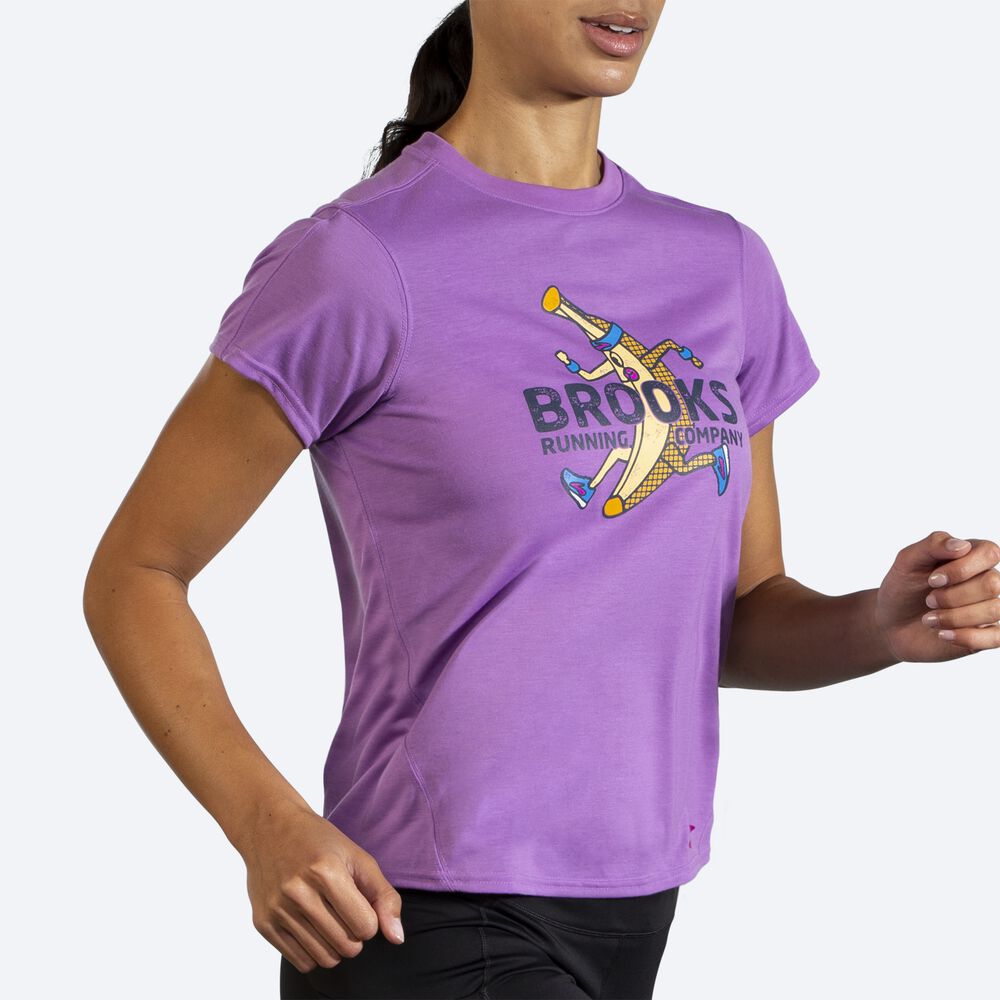 Brooks Distance σταμπεσ Short Sleeve μπλουζακια γυναικεια μωβ | GR706435