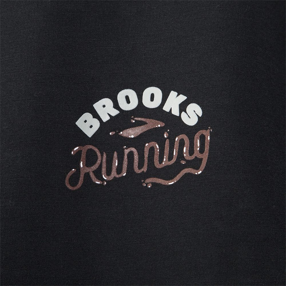 Brooks Distance σταμπεσ Short Sleeve μπλουζακια ανδρικα μαυρα | GR754913