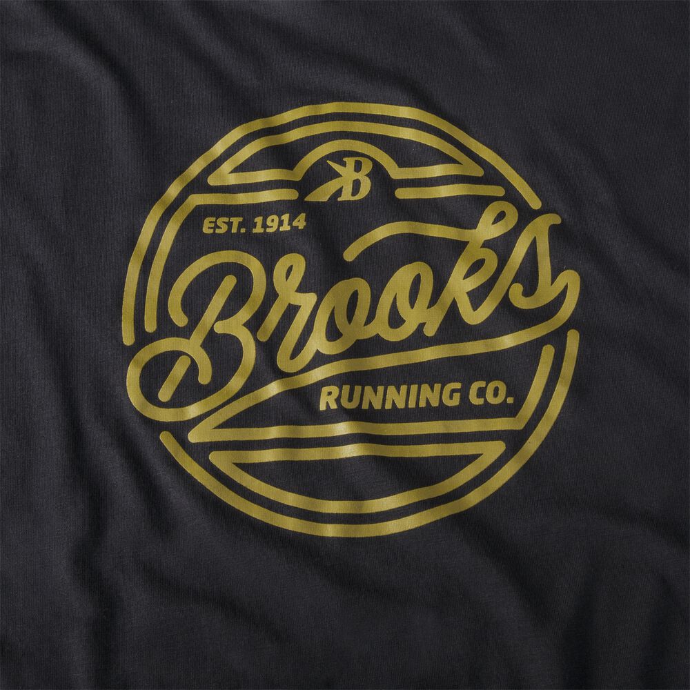 Brooks Distance σταμπεσ Short Sleeve μπλουζακια ανδρικα μαυρα/χρυσο χρωμα | GR764210