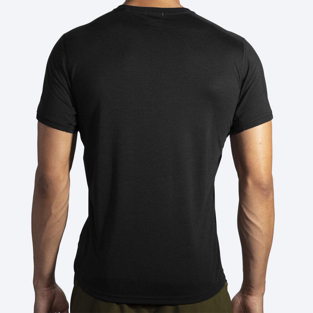 Brooks Distance σταμπεσ Short Sleeve μπλουζακια ανδρικα μαυρα | GR821053