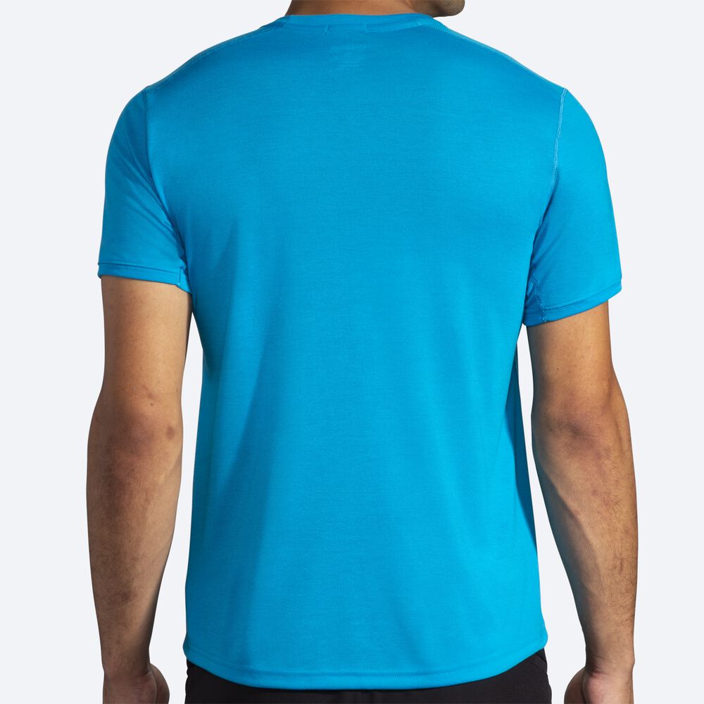 Brooks Distance σταμπεσ Short Sleeve μπλουζακια ανδρικα μπλε | GR950387