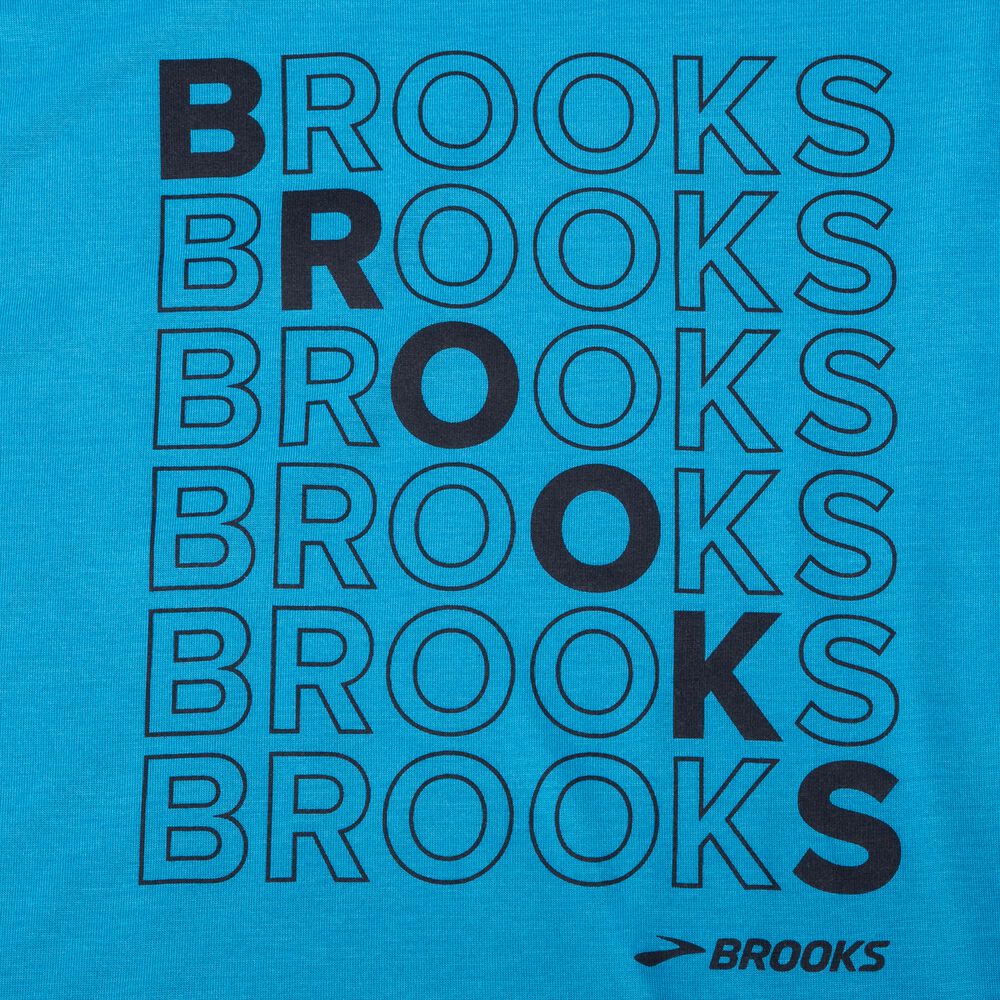 Brooks Distance σταμπεσ Short Sleeve μπλουζακια ανδρικα μπλε | GR950387