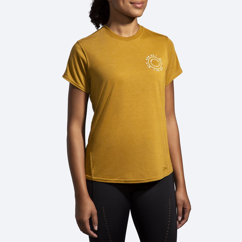 Brooks Distance σταμπεσ Short Sleeve μπλουζακια γυναικεια Ελιά | GR952346