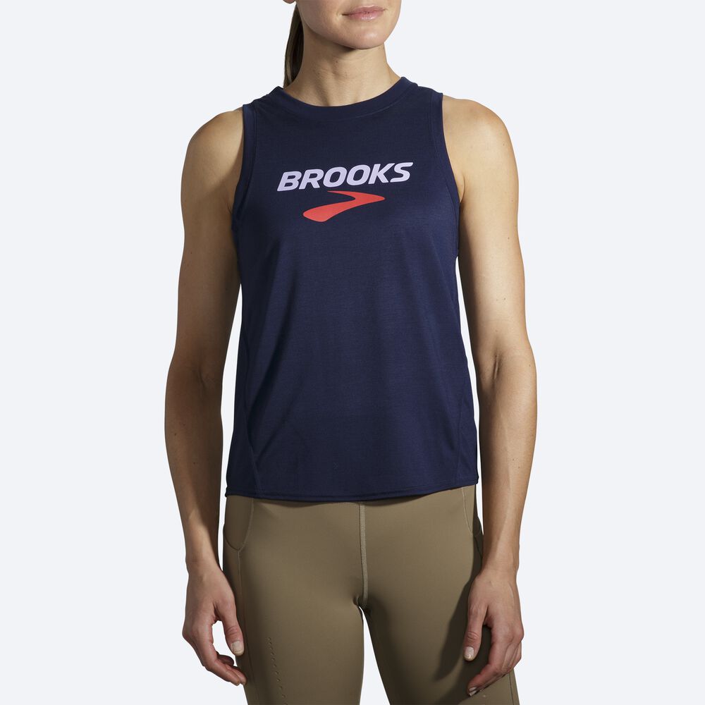 Brooks Distance σταμπεσ αμανικα μπλουζακια γυναικεια σκουρο μπλε | GR691043