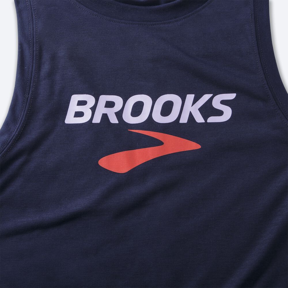 Brooks Distance σταμπεσ αμανικα μπλουζακια γυναικεια σκουρο μπλε | GR691043