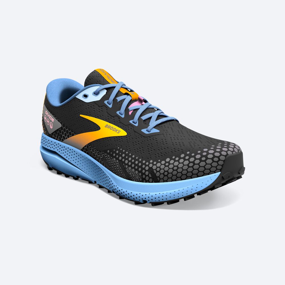 Brooks Divide 3 παπουτσια trail running γυναικεια μαυρα/μπλε/κίτρινα | GR493805