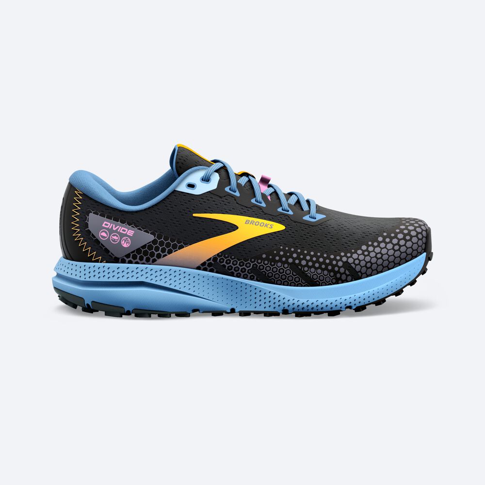 Brooks Divide 3 παπουτσια trail running γυναικεια μαυρα/μπλε/κίτρινα | GR493805