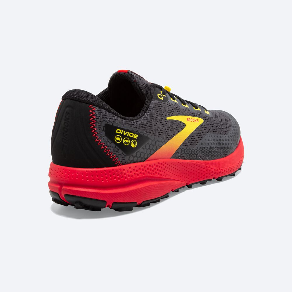 Brooks Divide 3 παπουτσια trail running ανδρικα μαυρα/κοκκινα/κίτρινα | GR813647