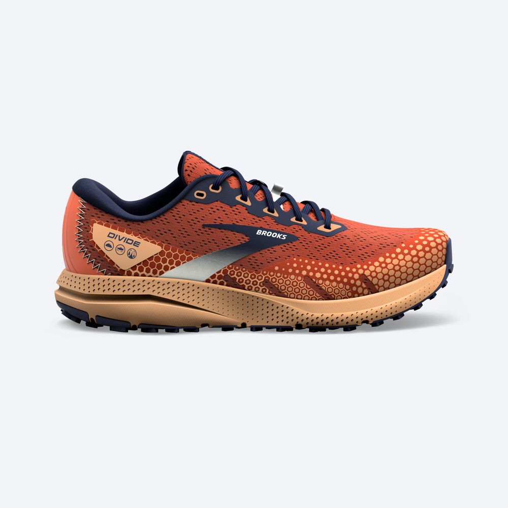 Brooks Divide 3 παπουτσια trail running ανδρικα πορτοκαλι/σκουρο μπλε | GR905814