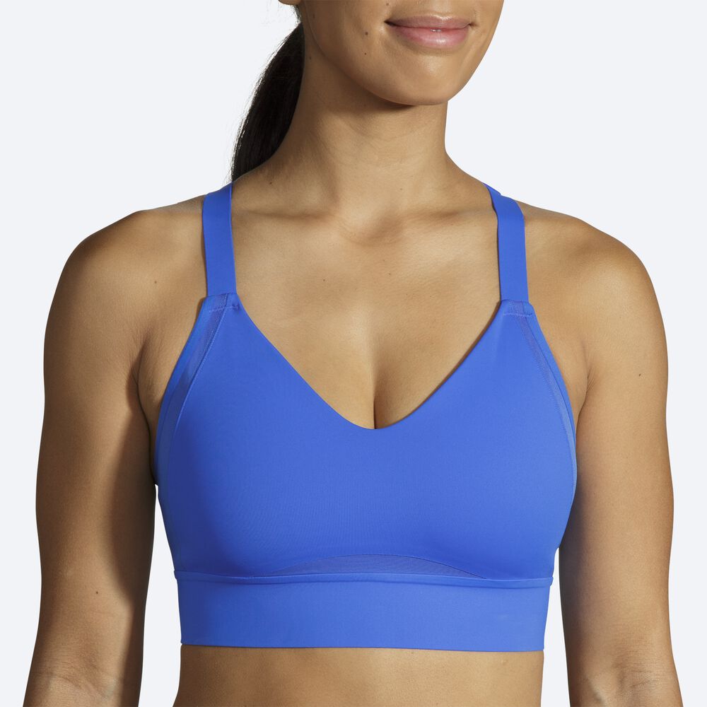 Brooks Drive Interlace Run Bra αθλητικα σουτιεν γυναικεια μπλε | GR084196