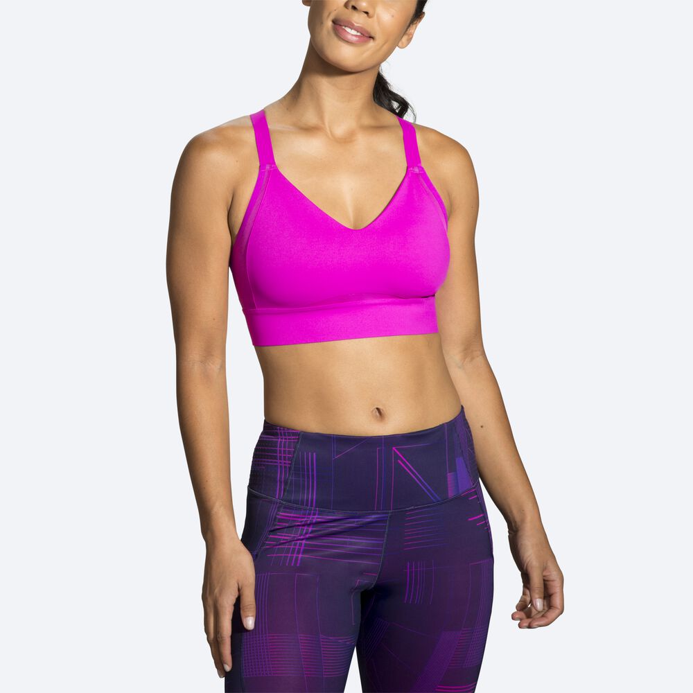 Brooks Drive Interlace Run Bra αθλητικα σουτιεν γυναικεια ροζ/μωβ | GR670483