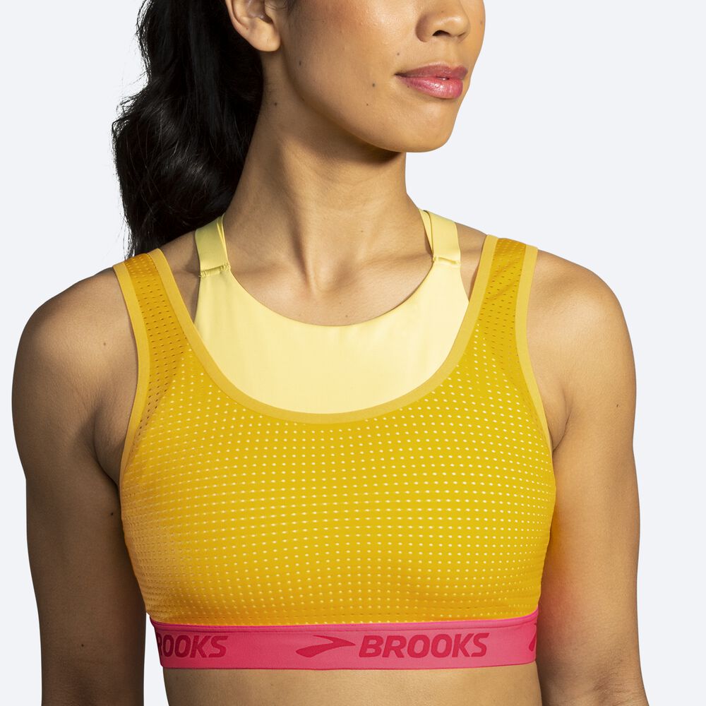 Brooks Drive Mesh Run Bra αθλητικα σουτιεν γυναικεια καφε/πορτοκαλι | GR216059