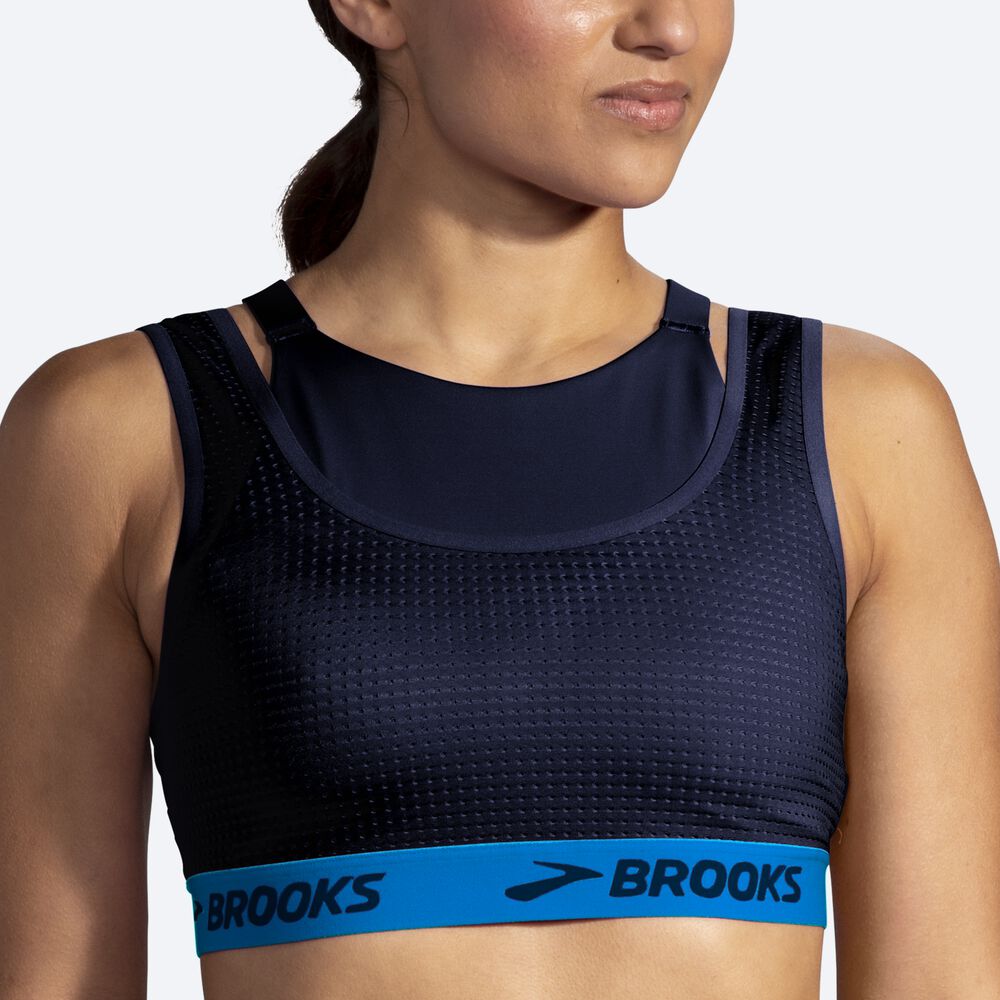 Brooks Drive Mesh Run Bra αθλητικα σουτιεν γυναικεια σκουρο μπλε/μπλε | GR862054