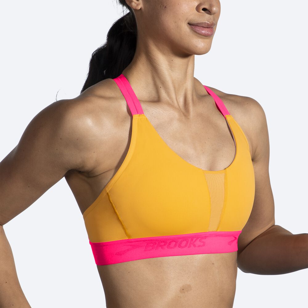 Brooks Drive Plunge Run Bra 2.0 αθλητικα σουτιεν γυναικεια πορτοκαλι/ροζ | GR582014