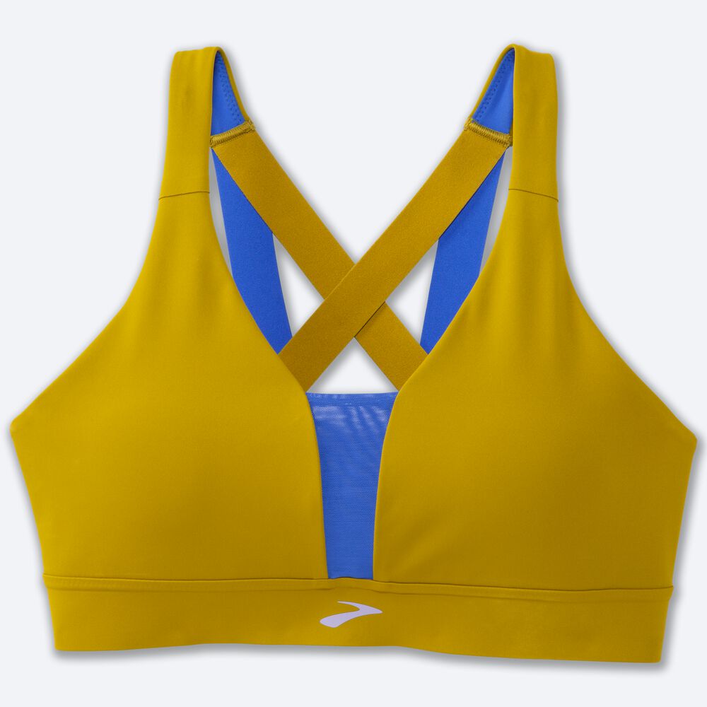 Brooks Drive Plunge Run Bra αθλητικα σουτιεν γυναικεια χρυσο χρωμα/μπλε | GR534670