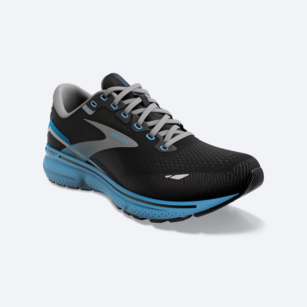 Brooks Ghost 15 παπουτσια για τρεξιμο ανδρικα μαυρα/μπλε | GR350748