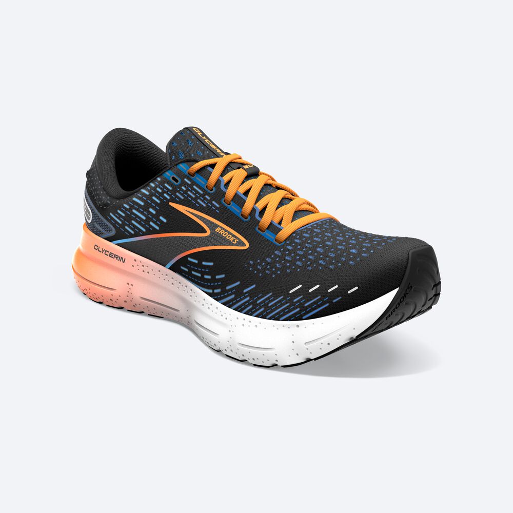 Brooks Glycerin 20 παπουτσια για τρεξιμο ανδρικα μαυρα/μπλε/πορτοκαλι | GR147930