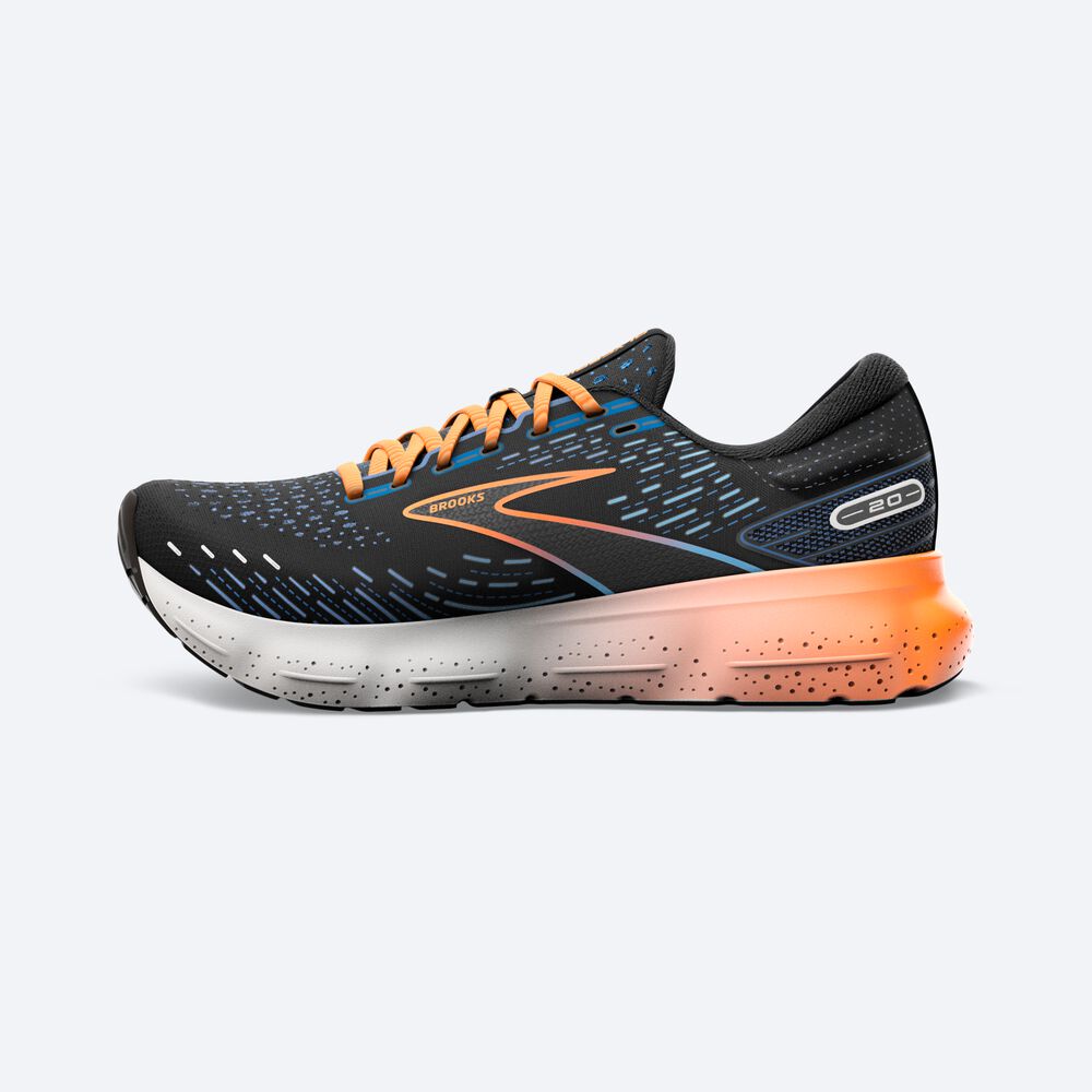 Brooks Glycerin 20 παπουτσια για τρεξιμο ανδρικα μαυρα/μπλε/πορτοκαλι | GR147930