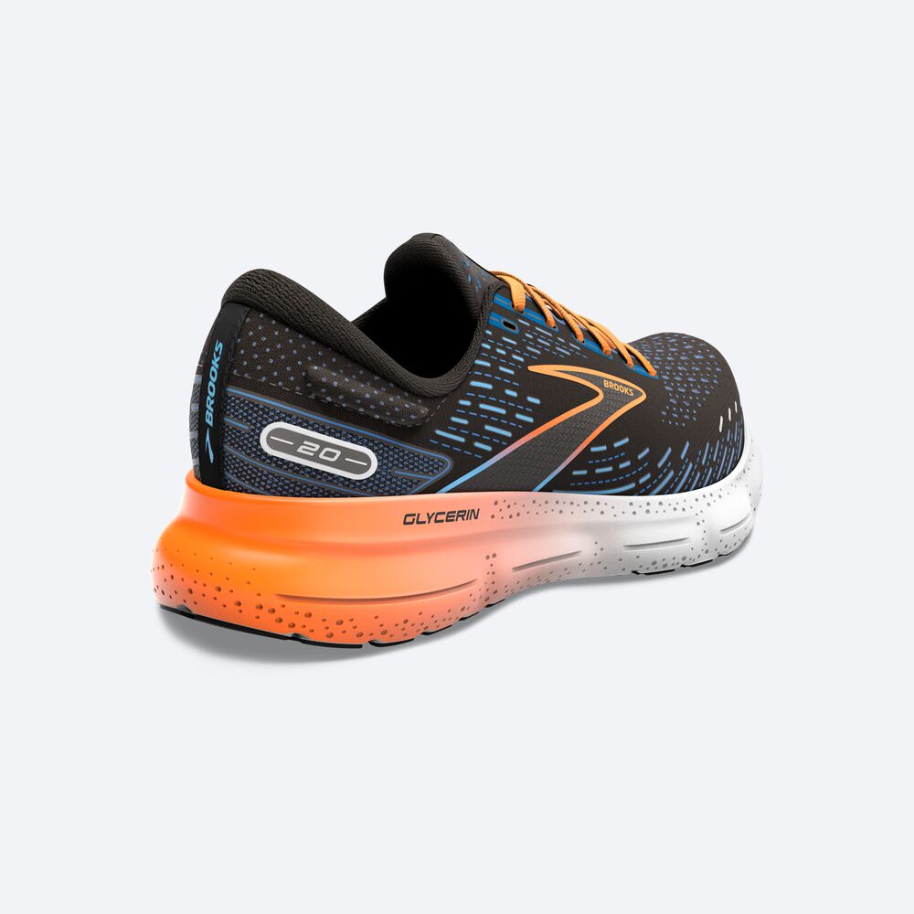 Brooks Glycerin 20 παπουτσια για τρεξιμο ανδρικα μαυρα/μπλε/πορτοκαλι | GR147930