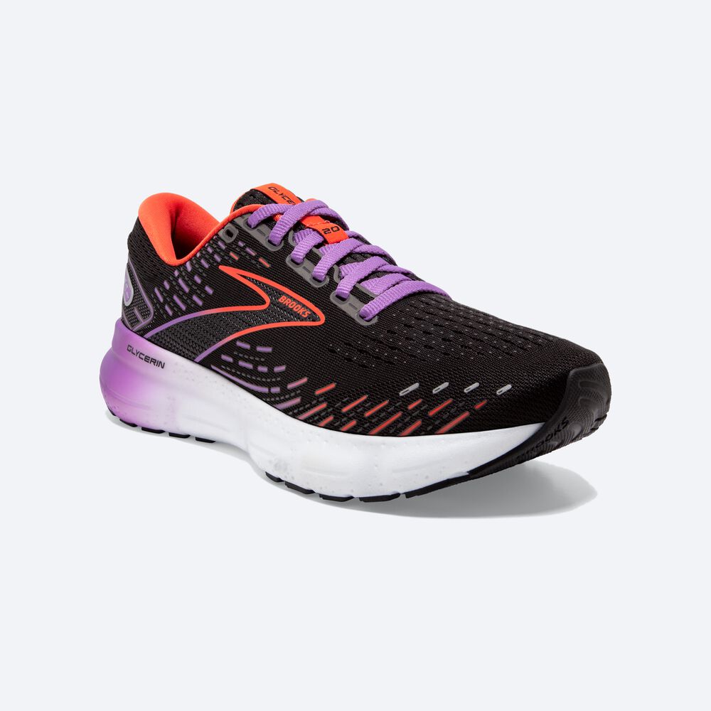 Brooks Glycerin 20 παπουτσια για τρεξιμο γυναικεια μαυρα/με λουλουδια | GR758126