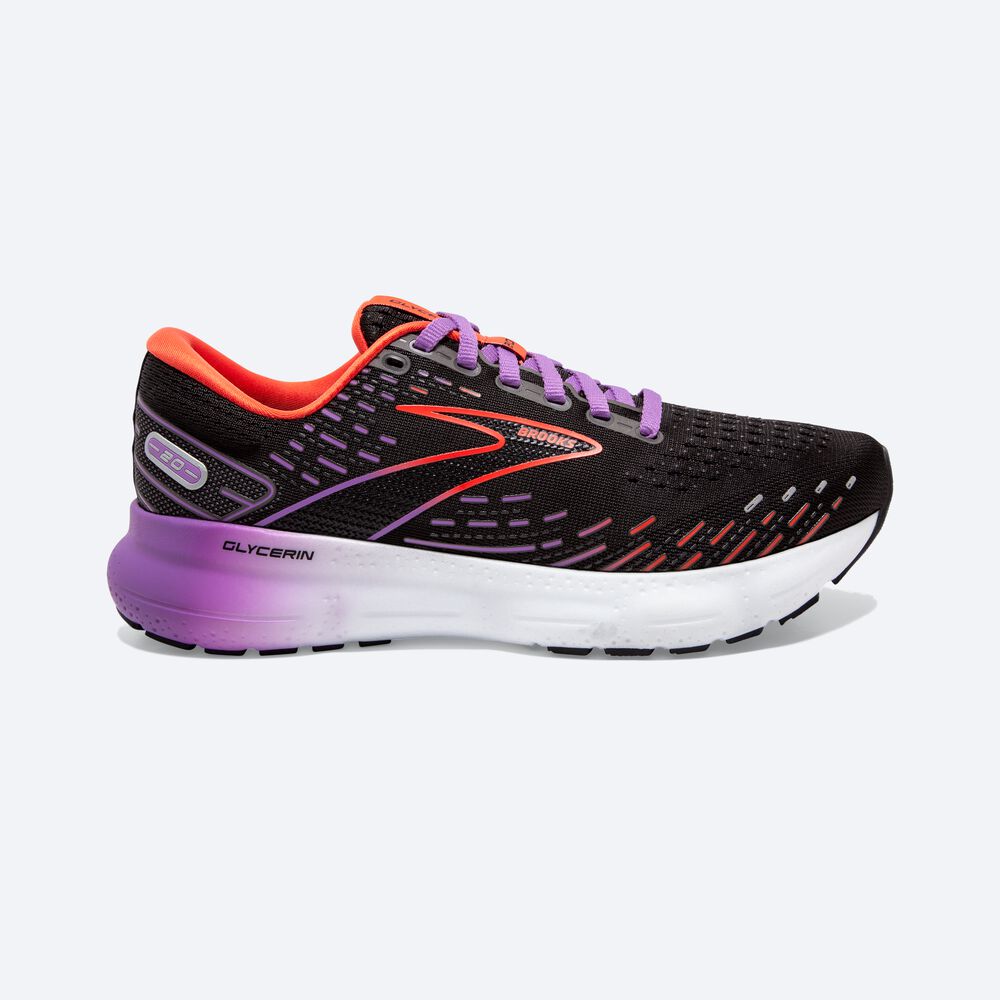 Brooks Glycerin 20 παπουτσια για τρεξιμο γυναικεια μαυρα/με λουλουδια | GR758126