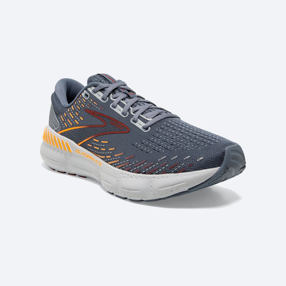 Brooks Glycerin GTS 20 αθλητικα παπουτσια running ανδρικα γκρι/κοκκινα/πορτοκαλι | GR495367