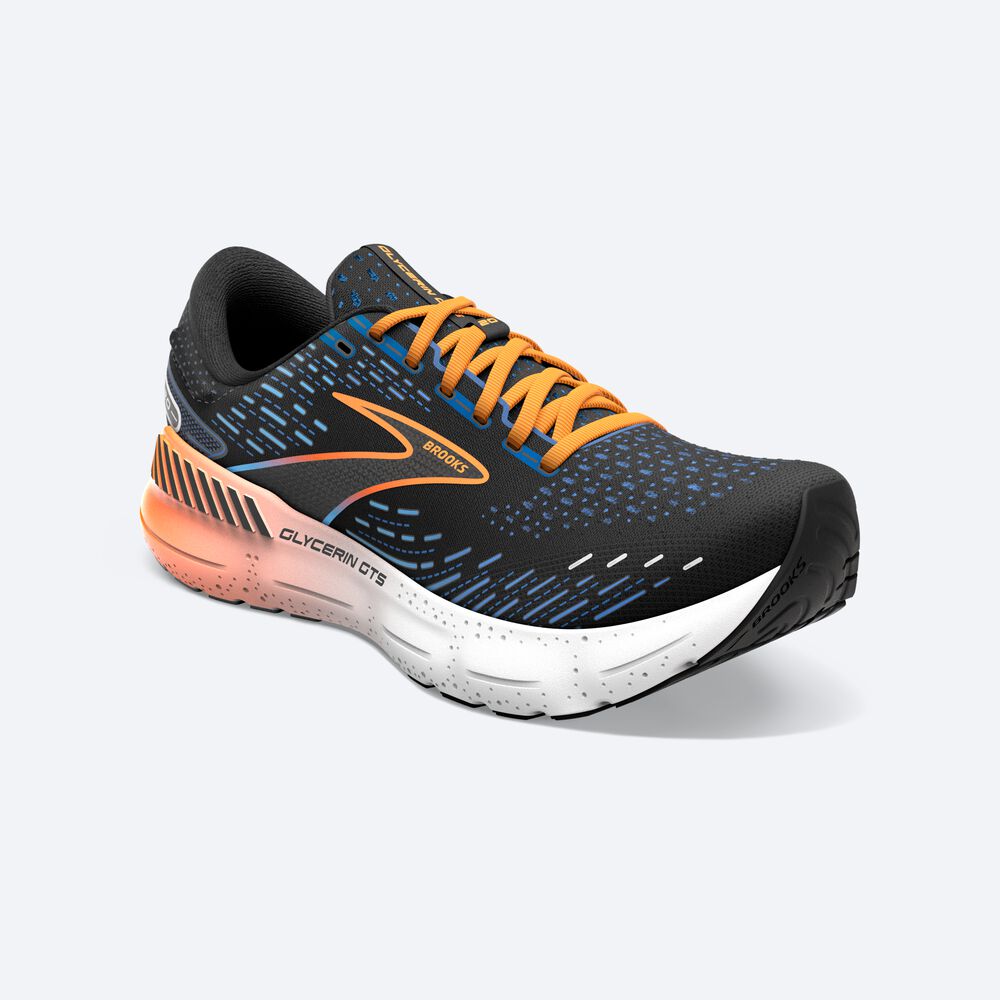 Brooks Glycerin GTS 20 παπουτσια για τρεξιμο ανδρικα μαυρα/μπλε/πορτοκαλι | GR827360