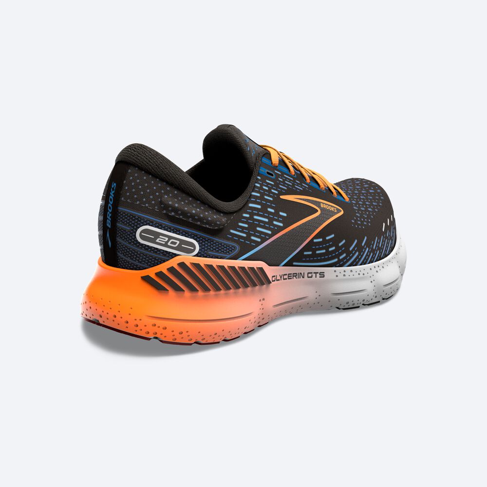 Brooks Glycerin GTS 20 παπουτσια για τρεξιμο ανδρικα μαυρα/μπλε/πορτοκαλι | GR827360