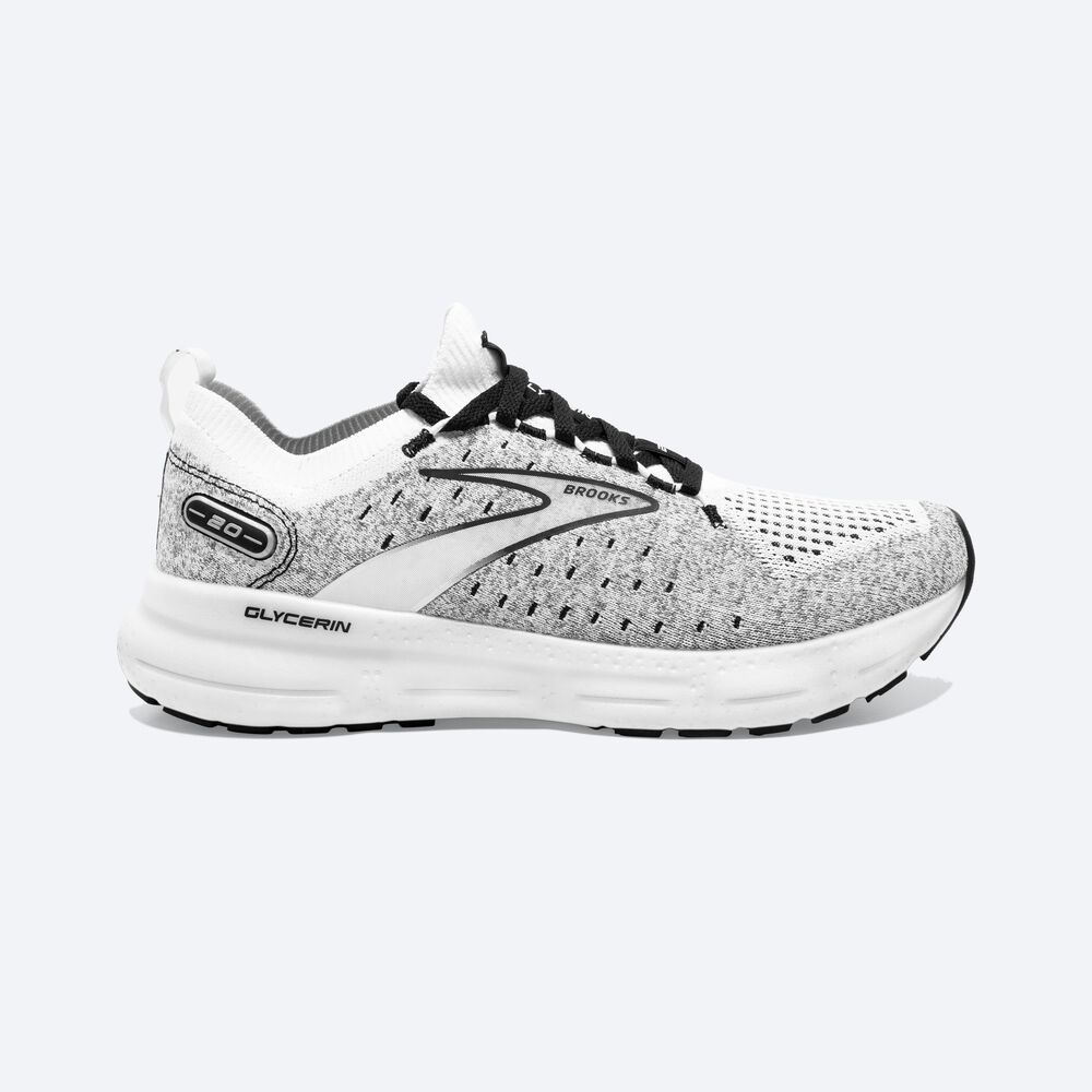 Brooks Glycerin StealthFit 20 παπουτσια για τρεξιμο ανδρικα ασπρα/γκρι/μαυρα | GR230846