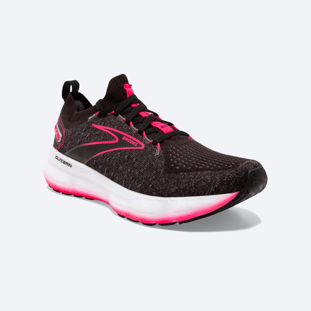 Brooks Glycerin StealthFit 20 παπουτσια για τρεξιμο γυναικεια μαυρα/ροζ | GR742503