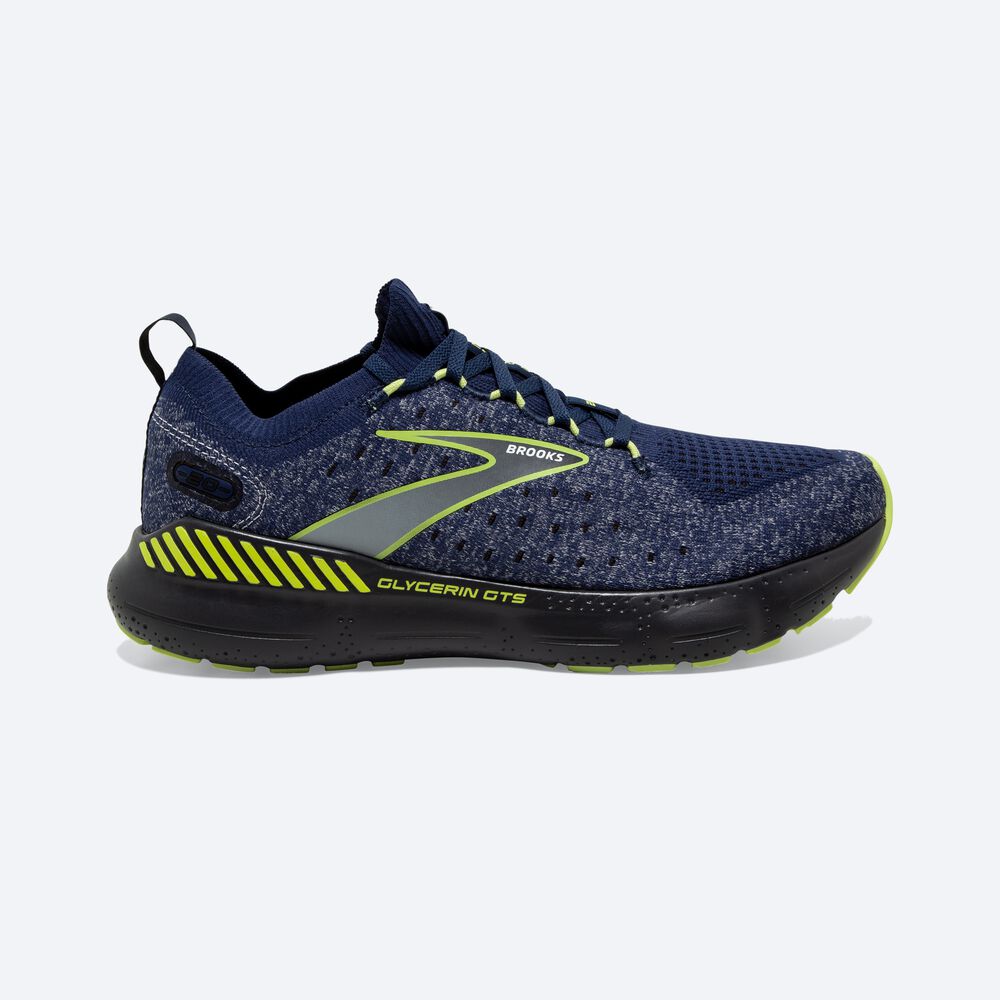 Brooks Glycerin StealthFit GTS 20 παπουτσια για τρεξιμο ανδρικα μπλε/ανοιχτο πρασινο | GR104562