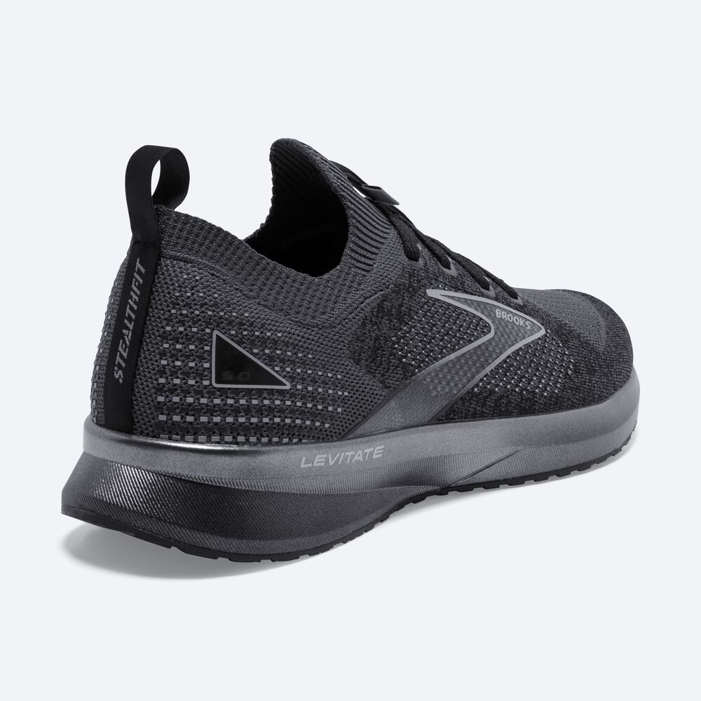 Brooks Levitate StealthFit 5 παπουτσια για τρεξιμο ανδρικα μαυρα/γκρι | GR312079